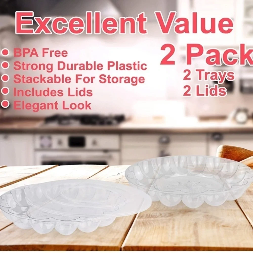 2 Deviled Egg Travel Carry Trays Storage Serving Trays Holds 48 Eggs